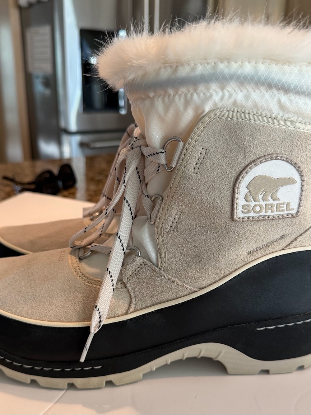 Sorel Women's Winter Lace-Up Boots in Cream and Black